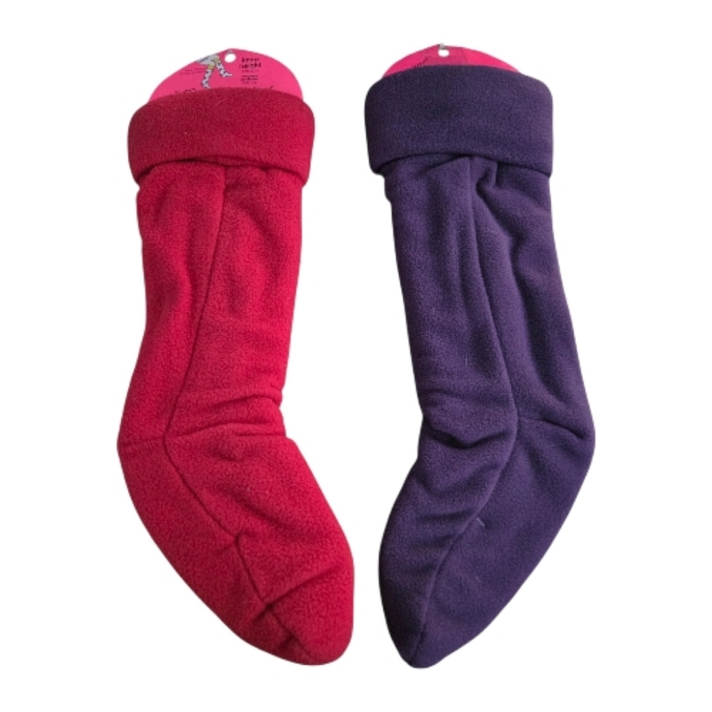 Betsey Johnson Cozy Red and Purple Knee High Fleece Boot Socks Size S/M NEW
